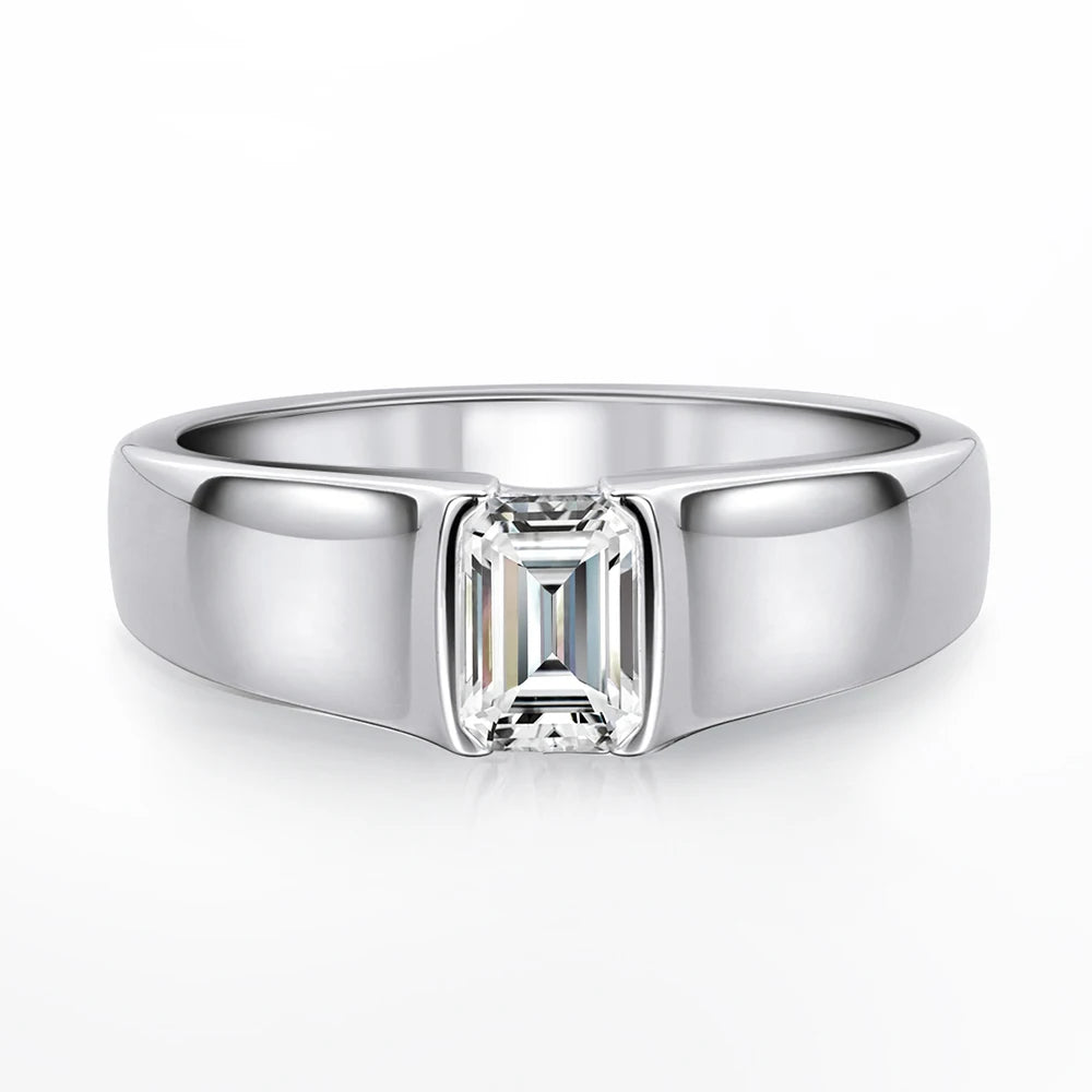 D Color 4*6mm Emerald Cut Moissanite Diamond Rings Women Man Wedding Bridal S925 Sterling Silver Rings Anniversary Gift