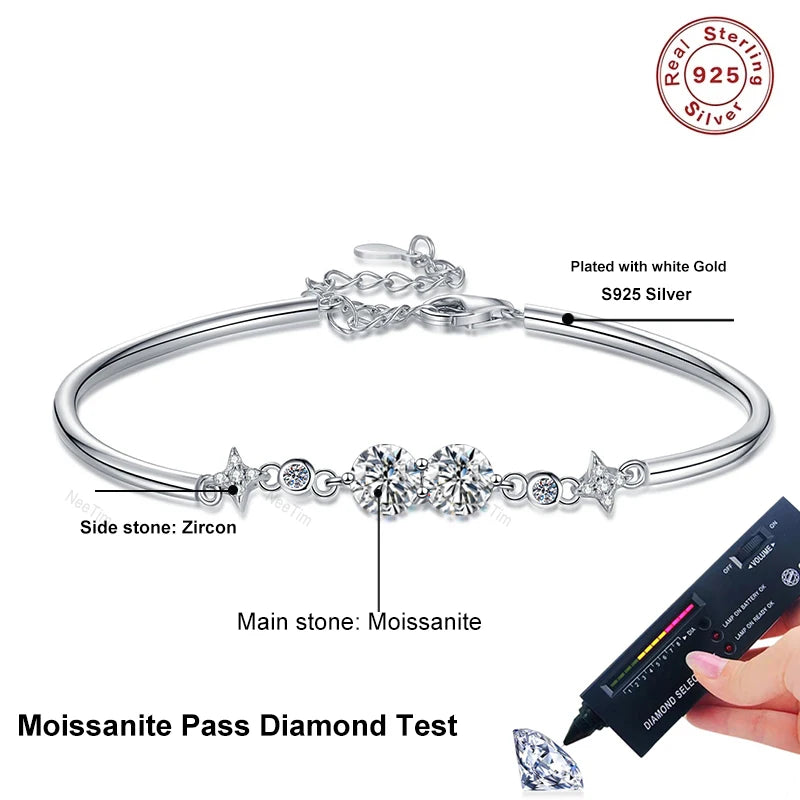 Moissanite Lab Diamond Bracelets 5mm 925 Sterling Silver Women's Hand Bracelet Chain luxury Jewelry For Women