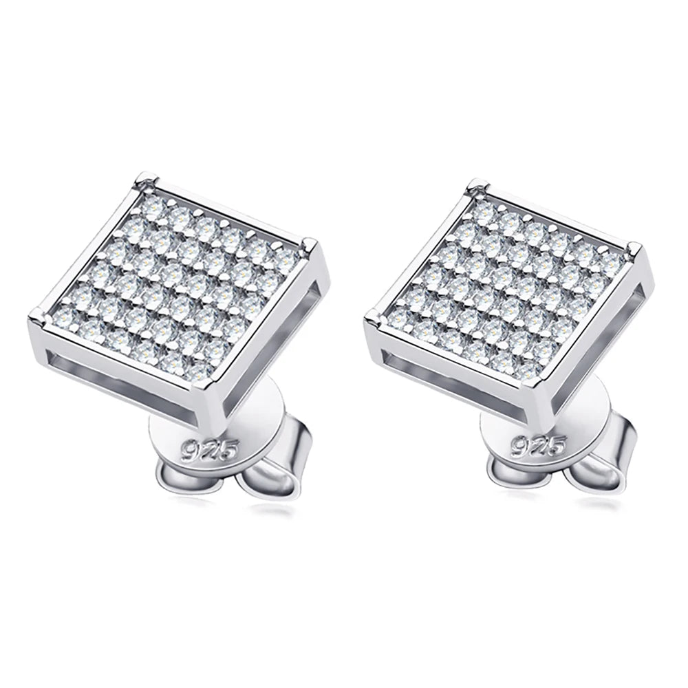 Full Moissanite Square Couples Earrings