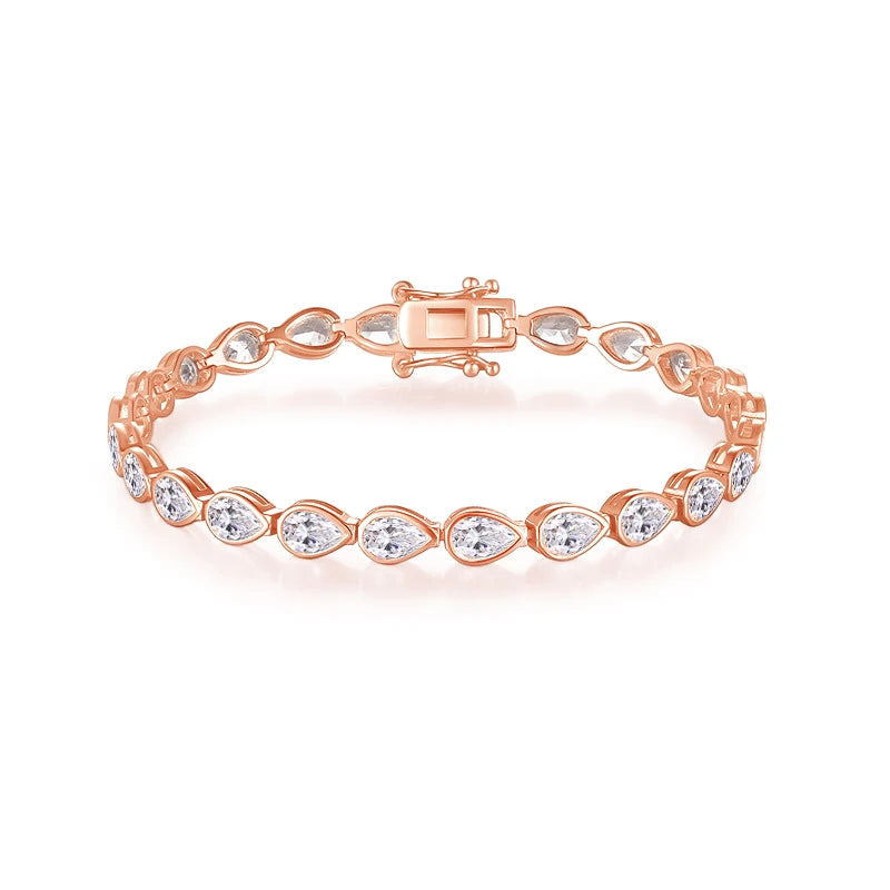 Zircon Moissanite Tennis Bracelet Plated 18K Pear Cut for Women Men 4*6mm Gems Luxury Wedding Chain Pure S925 Silver