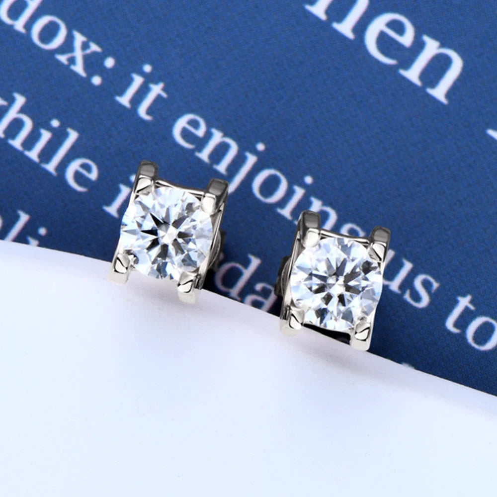 Rose Gold 5mm Moissanite Stud Earrings 100% 925 Silver Classic Bull Head Diamond Earring for Women Men Plated 18k Gold Jewelry