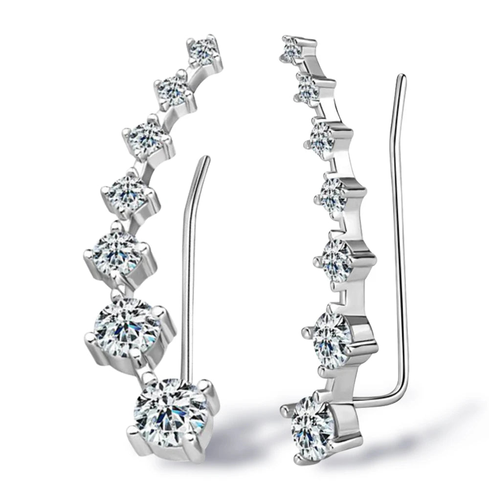 Moissanite Earrings 925 Silver Original Certified 7 Stone Ear Cuffs Full Row Diamond Earring For Women Jewelry
