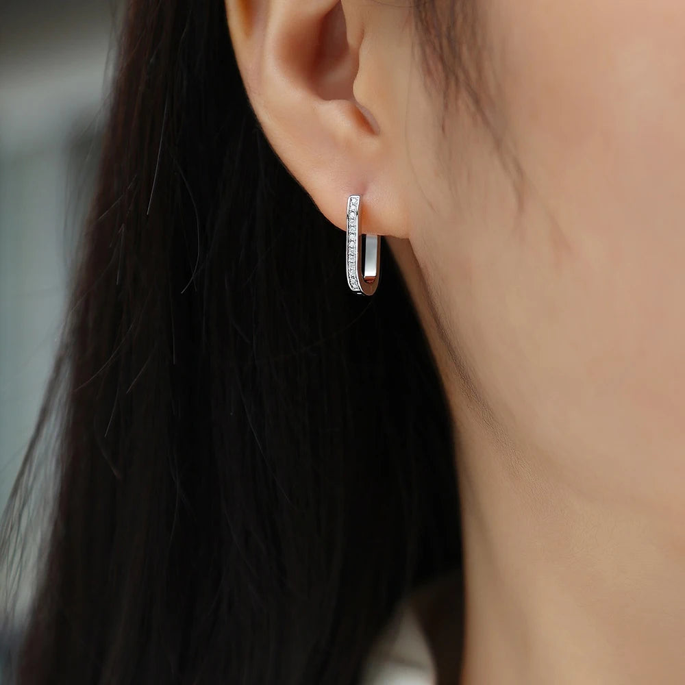 18K Plated Moissanite Earrings for Women Original Certified 925 Sterling Silver Hoop Earrings Minimalist Trendy Piercing Jewelry