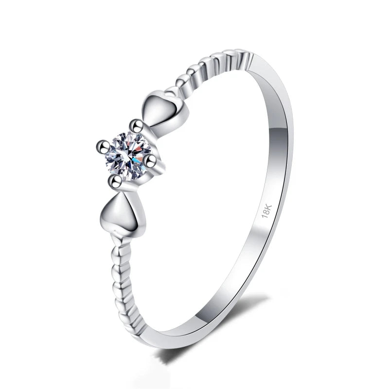 Daughter Birthday Gift 18K White Gold Girl Friend Valentine's Day 0.1CT Moissanite Diamond PT950 Platinum Family Christmas Gift
