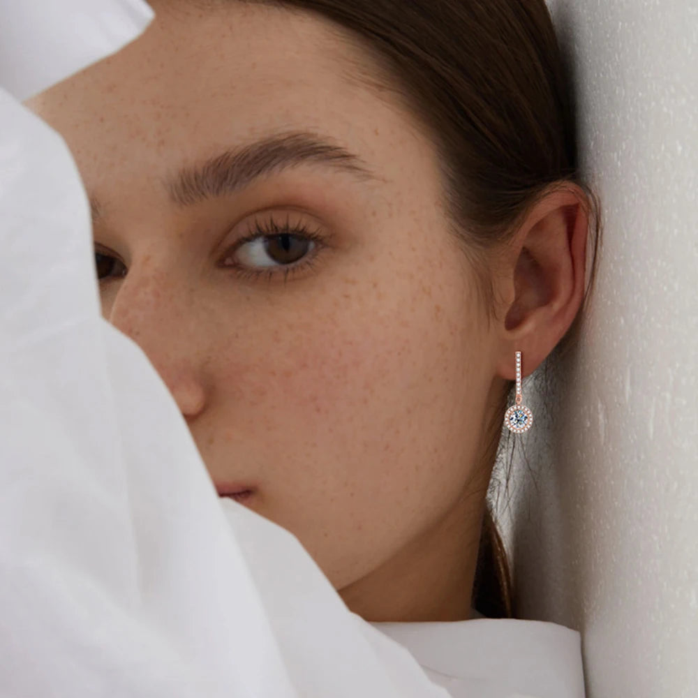 Moissanite Earrings for Women 100% 925 Sterling Silver Plated 1 Carat D Color 14k Gold Wedding  Jewelry with GRA Certified