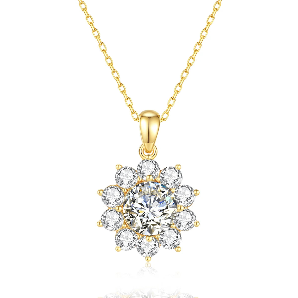 1ct Moissanite Necklace 18k Gold 100% With Certificate