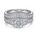 S925 Silver 0.8 Carat Moissanite Prong Setting Round Women Ring Set Engagement Fine Jewelry