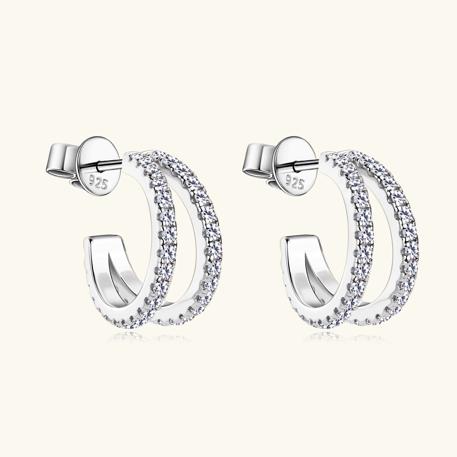 Moissanite Hoop Huggie Earrings 18K Gold Plated 925 Sterling Silver Diamond Stud Earrings Gift for Girlfriend, Wife