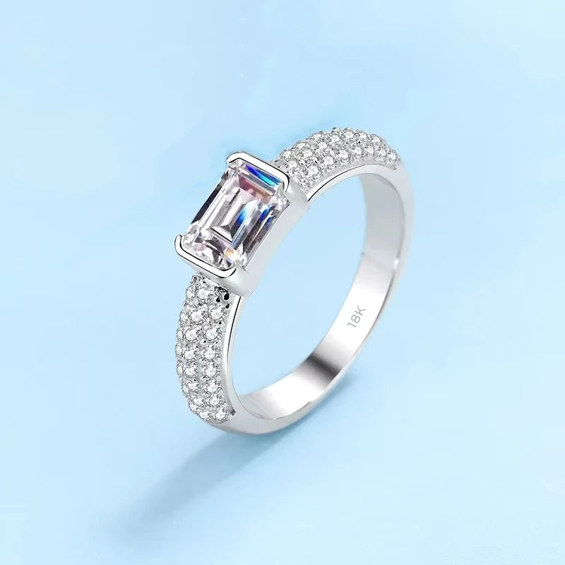 Engagement Rings 18K White Gold Women Wedding Band VVS1 D Color 1CT Moissanite Diamond Girl Birthday Gift Lady Valentine's Day