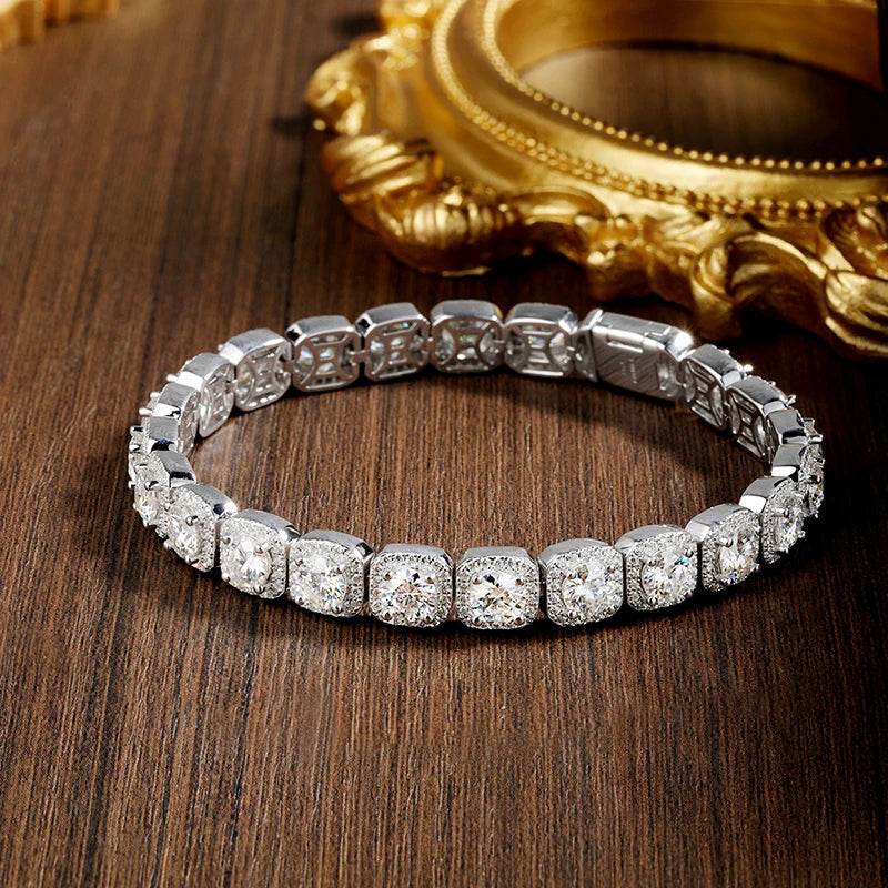 Moissanite Tennis Bracelet Original s925 Sterling Silver Plated 18k White Gold