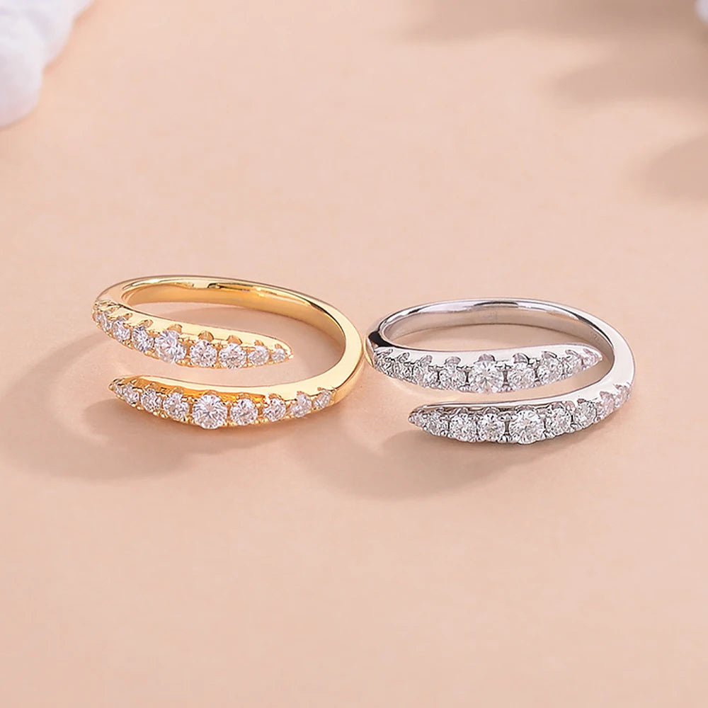 0.45ct D Color All Moissanite Rings For Women 100% S925 Sterling Silver Plated 18K