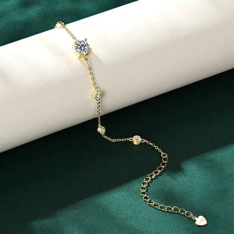 Moissanite Bracelets for Women  7 Stones 100% Real D Color Four-claw S925 Sterling Silver Luxury Chain Lab Diamond Jewelry