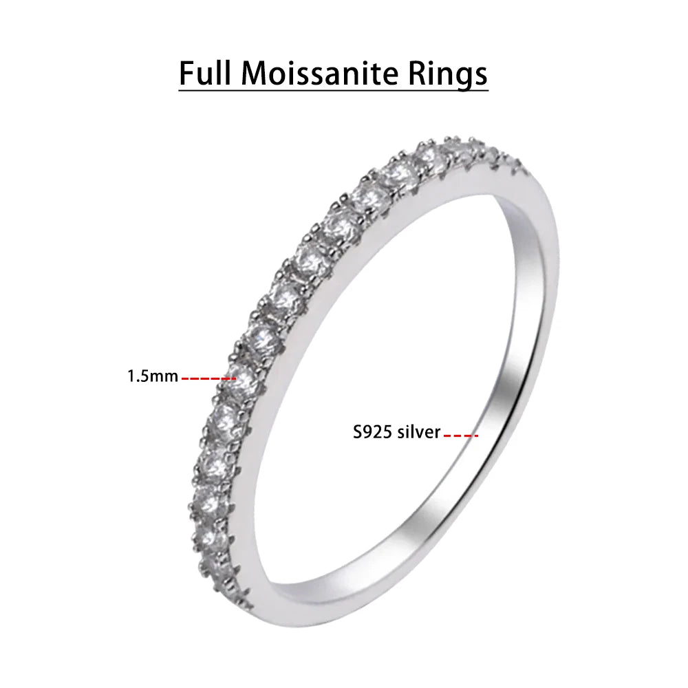 Wedding Rings For Women Man S925 Silver Full Moissanite Ring Plated Pt950 1ct-4ct