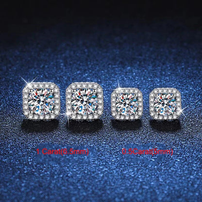 1ct Moissanite Square Stud Earrings