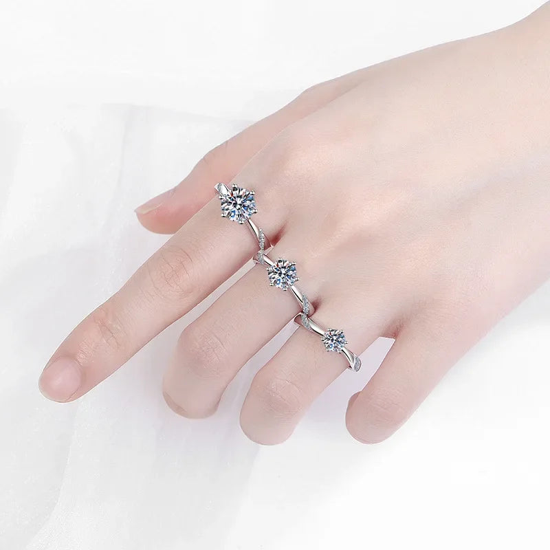 Girl PT950 Platinum Rings for Women Birthday Gift VVS1 D Color 0.5/1/2 Carat Round Moissanite Diamond Wedding Band Fine Jewelry