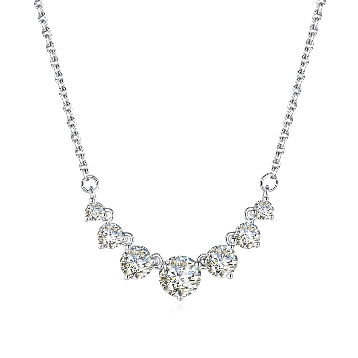 Moissanite Necklace For Women Solid 925 Sterling Silver 2.8ct 7 Stone