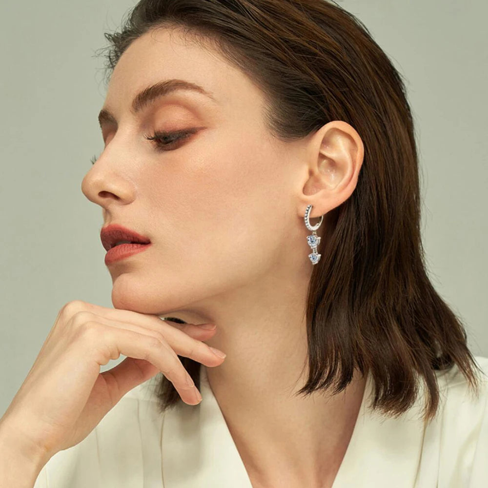 D Color Full Moissanite Drop Earrings For Women S925 Silver 1.6 Carat Diamond Earring Wedding Party Fine Jewelry