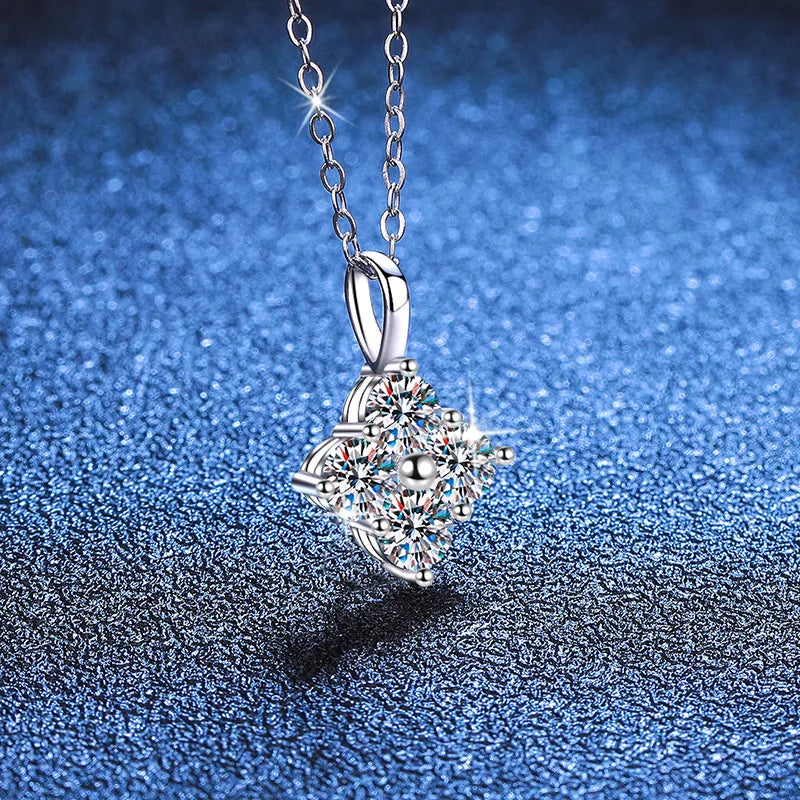 Sugar Cube Pendant Necklace 1.2Ct Moissanite PT950 Platinum Women Light Luxury
