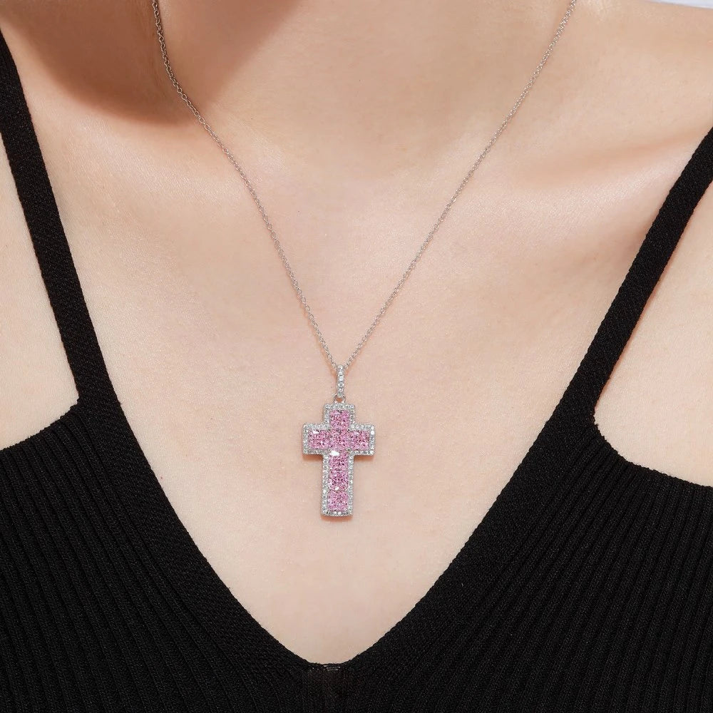 Moissanite Cross Pendant Necklace