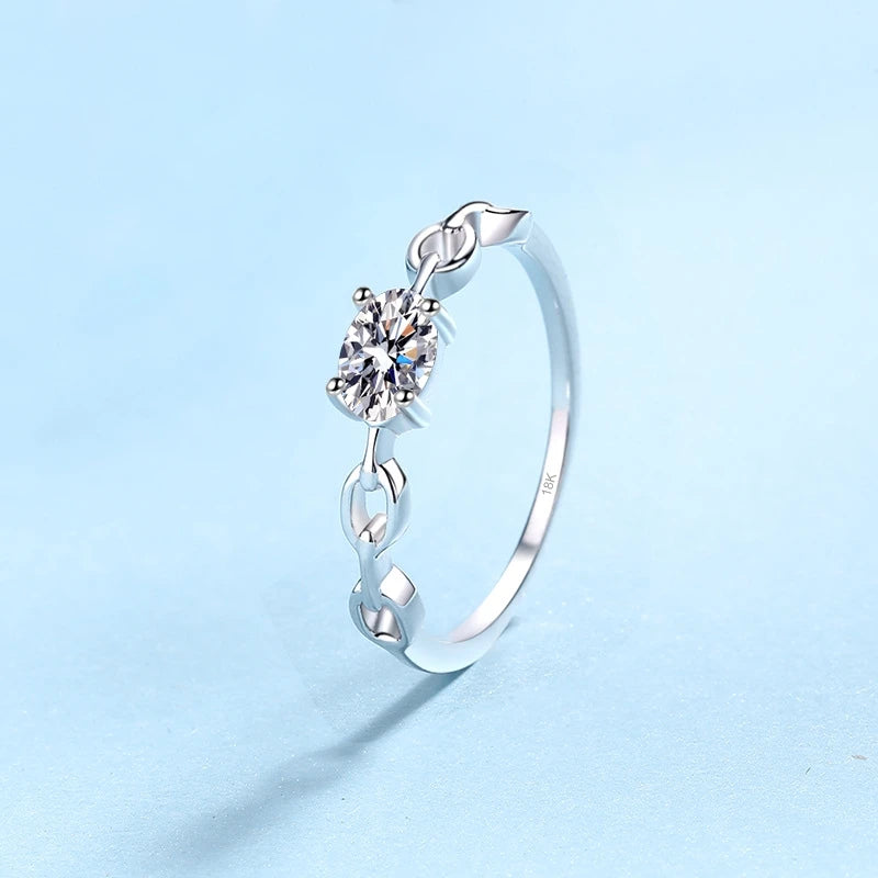 Women Engagement 18K White Gold Wedding Band 0.5CT Moissanite Diamond Birthday Gift PT950 Platinum Girl Friend Valentine's Day