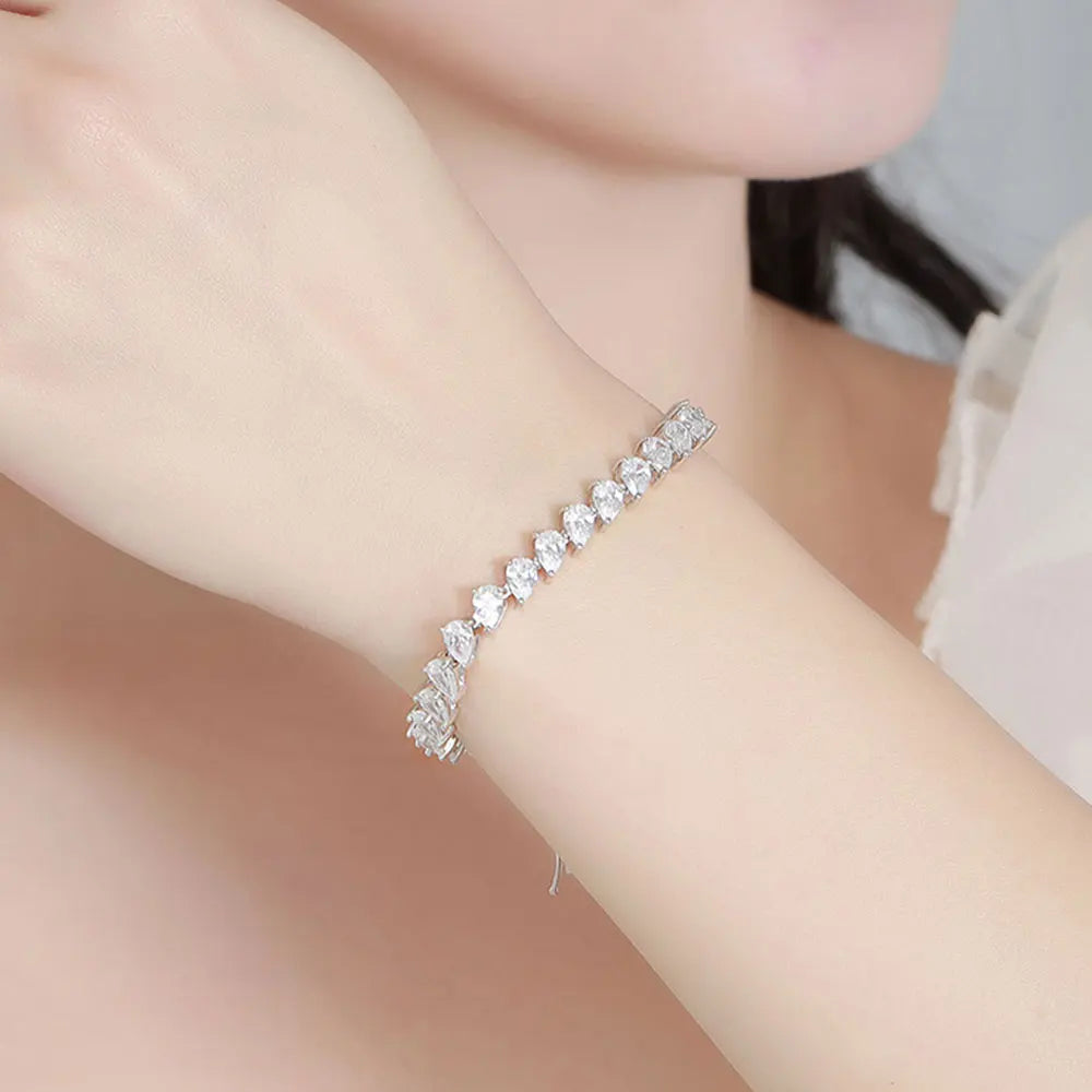 Tennis Bracelet 4x6mm Pear Moissanite s925 Sterling Silver Plated 18k White Gold with GRA Fine Bracelet for Women Man