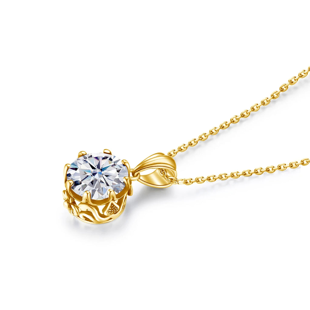 Moissanite Necklace For Women D Color Round Cut Pure 925 Silver 4 Carat