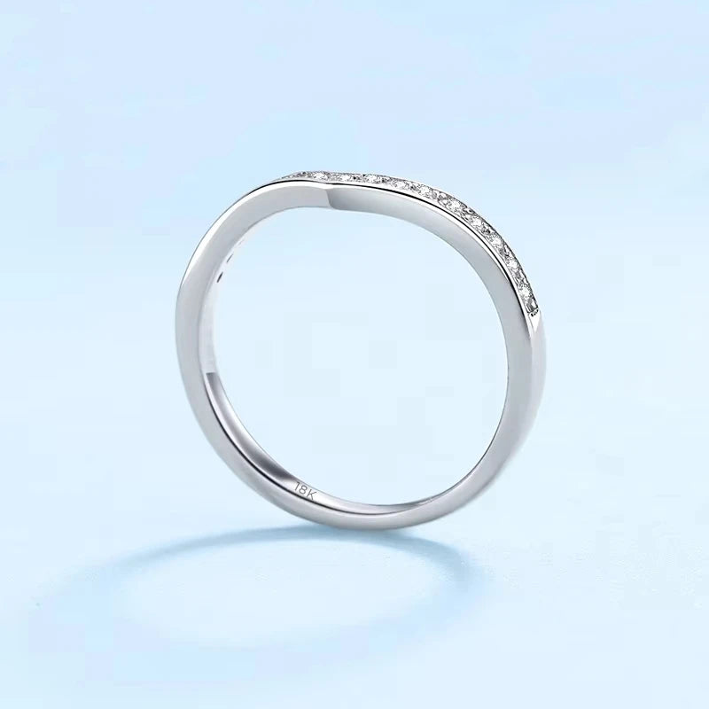 WOMEN Engagement Rings 18K White Gold Lady Wedding Band Moissanite Diamond 0.14CT Girl Valentine's Day Daughter Adult's Day Gift