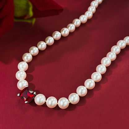 Pendant Pearl Necklace Moissanite