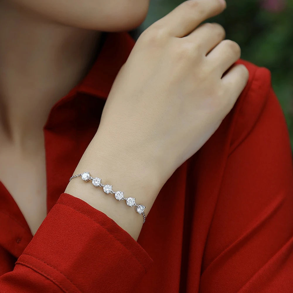 Moissanite Bracelet for Women 5MM 3CT  D VVS1 100% 925 Sterling Silver Plated 18k Gold Diamond Bracelet Wedding Jewelry Gift