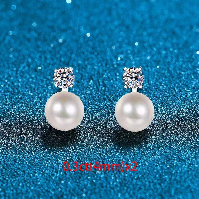 Natural Pearl Moissanite Earrings