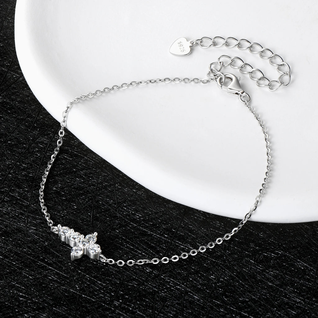 Moissanite Bracelet 925 Sterling Silver Cross 2.5mm Faith Bracelet for Women Religious Christian Believe Gifts Jewelry