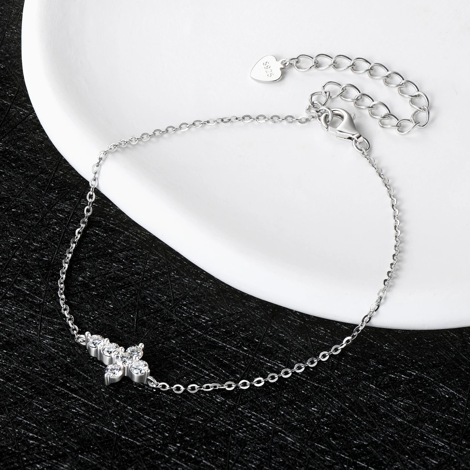 Moissanite Bracelet 925 Sterling Silver Cross 2.5mm Faith Bracelet for Women Religious Christian Believe Gifts Jewelry
