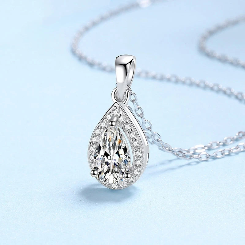 Wedding 18K White Gold Necklaces for Women Engagement 1Carat VVS1 D Color Moissanite Diamond Pendant for Girlfriend Fine Jewelry