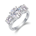Three Stone S925 Sterling Silver 3ct Full Moissanite Ring for Women Engagement Jewelry