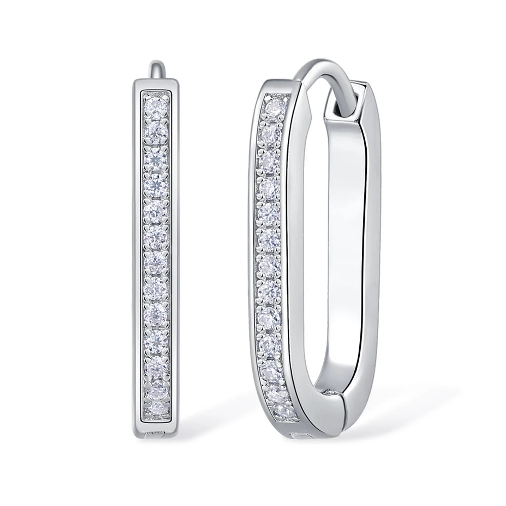 18K Plated Moissanite Earrings for Women Original Certified 925 Sterling Silver Hoop Earrings Minimalist Trendy Piercing Jewelry
