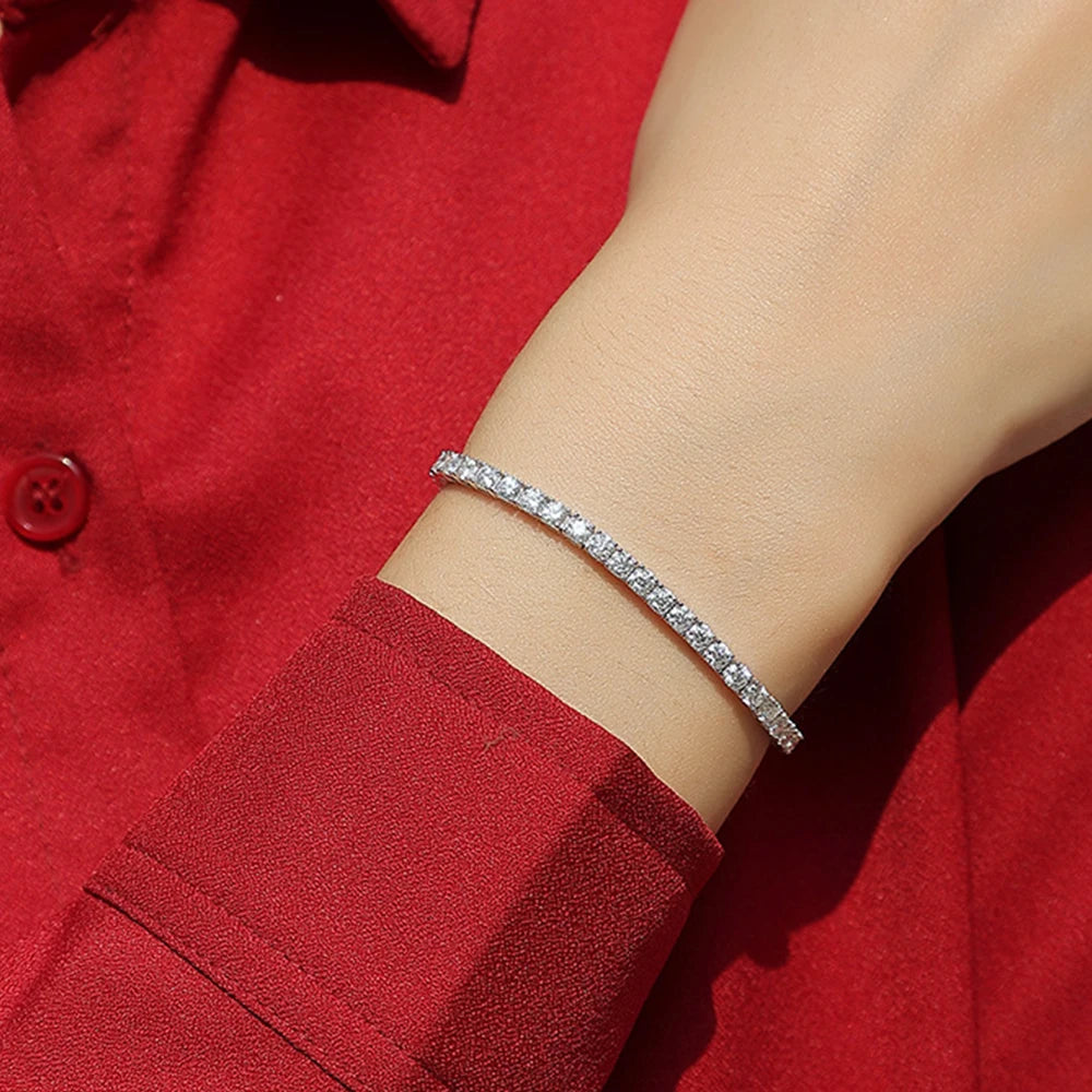Real Moissanite 3/4/5mm Tennis Bracelet for Women Man Original 925 Sterling Silver Plated 18k Gold Diamond Bracelets with GRA