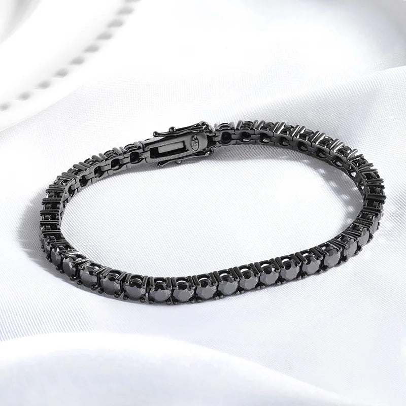 Black Moissanite Tennis Bracelet 3/4/5MM for Women Hip Hop Full Diamond Men's Bracelet 100% 925 Sterling Silver