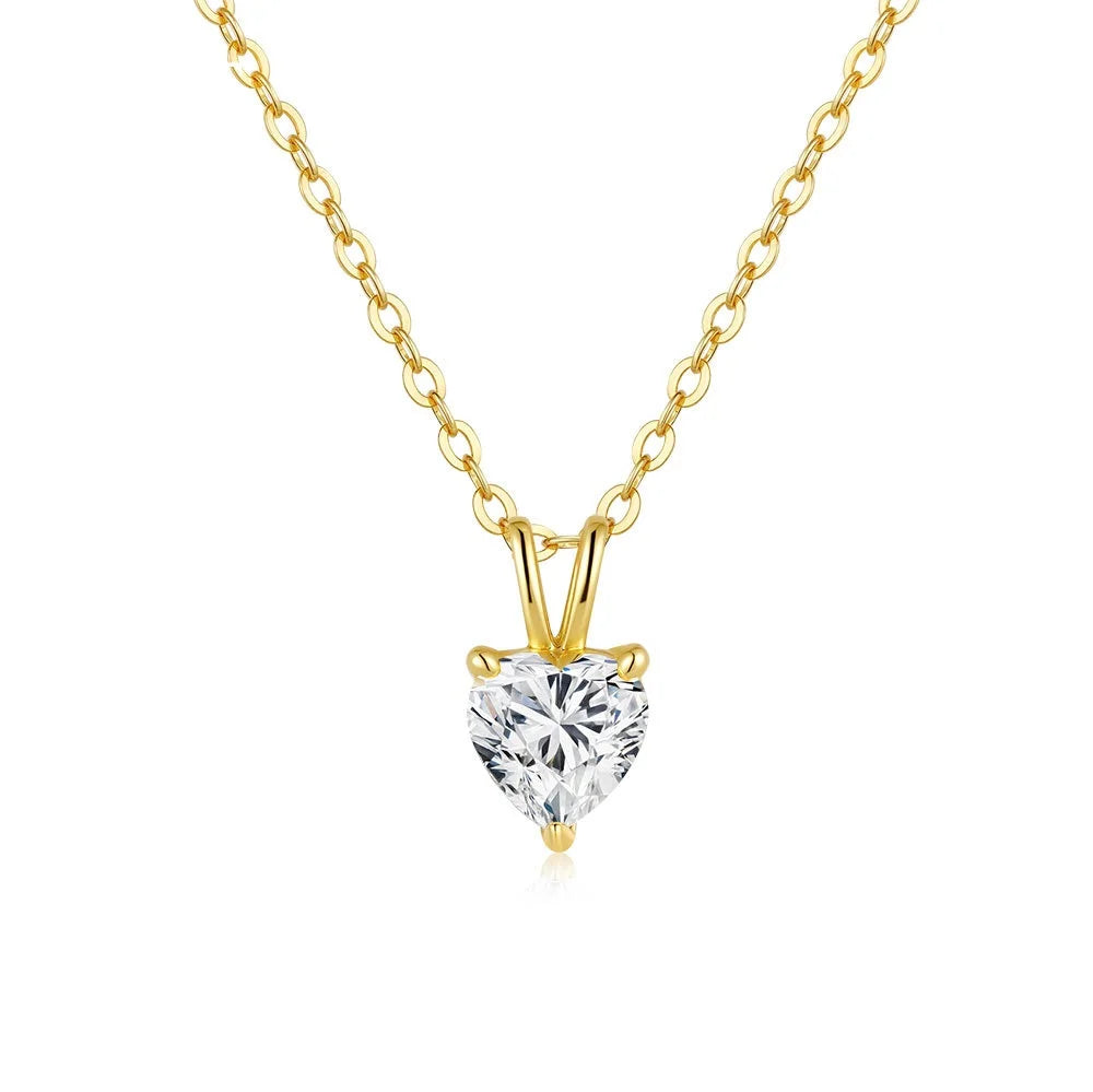 Heart-shaped Love Pendant for Women 14K Gold 0.5ct/1ct Diamond Moissanite Necklace Wedding Fine Jewelry