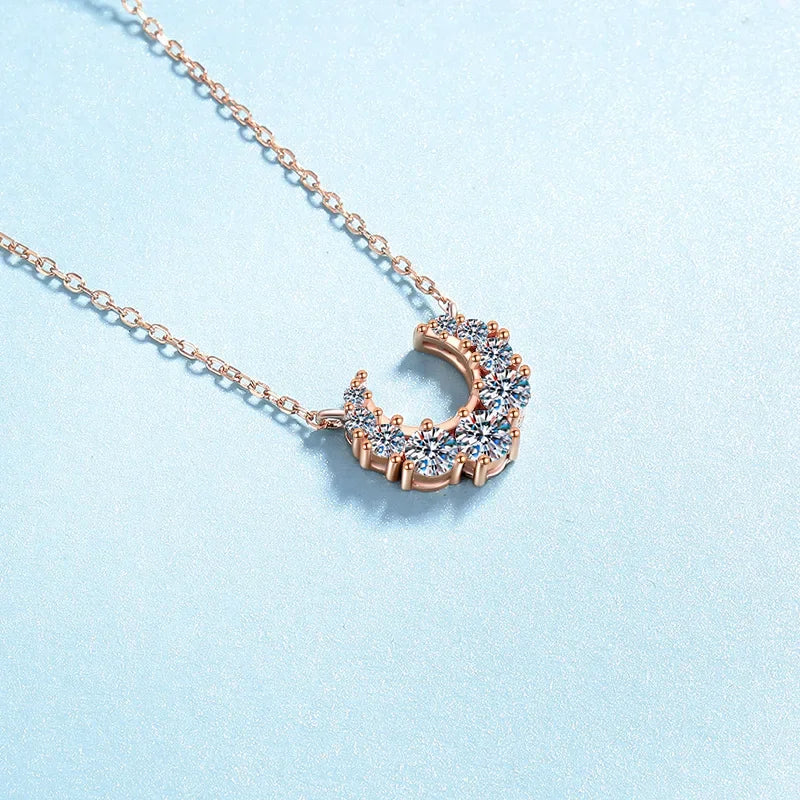 Daughter Birthday Gift 18K Rose Gold Women Wedding Necklaces 0.66CT Moissanite Diamond Girl Friend Valentine's Day Fine Jewelry