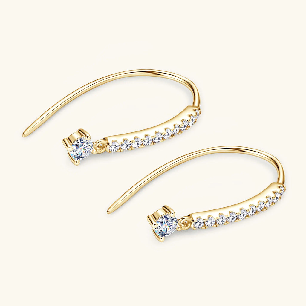 18K Plated Full Moissanite Earrings for Women Original Certified 925 Sterling Silver U-shaped Stud Earring