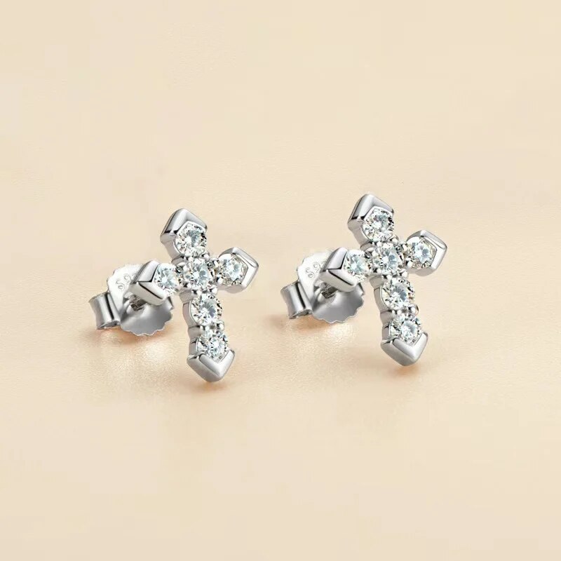 0.6ct Moissanite Cross Stud Earrings