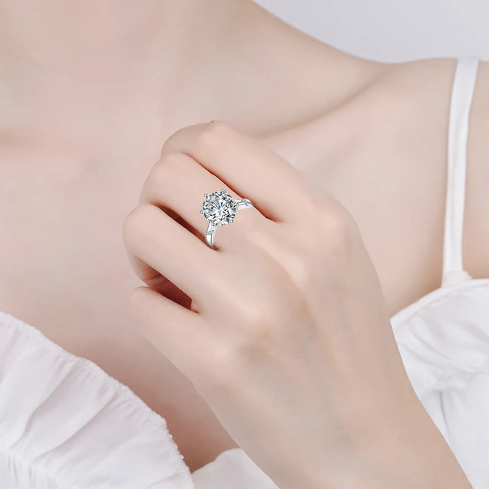 Moissanite Rings Women S925 Sterling Silver Plated 18K 5ct D Color