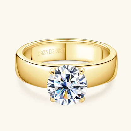 925 Sliver 2ct 8mm Moissanite Ring 18k Gold Plated