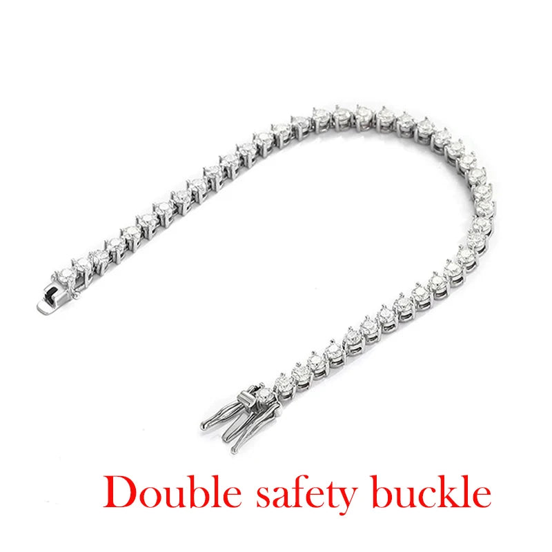 Zircon/Moissanite 3 Claws D VVS1 Tennis Bracelet for Women Full Diamond Luxury Chain S925 Sterling Silver Plated Platinum