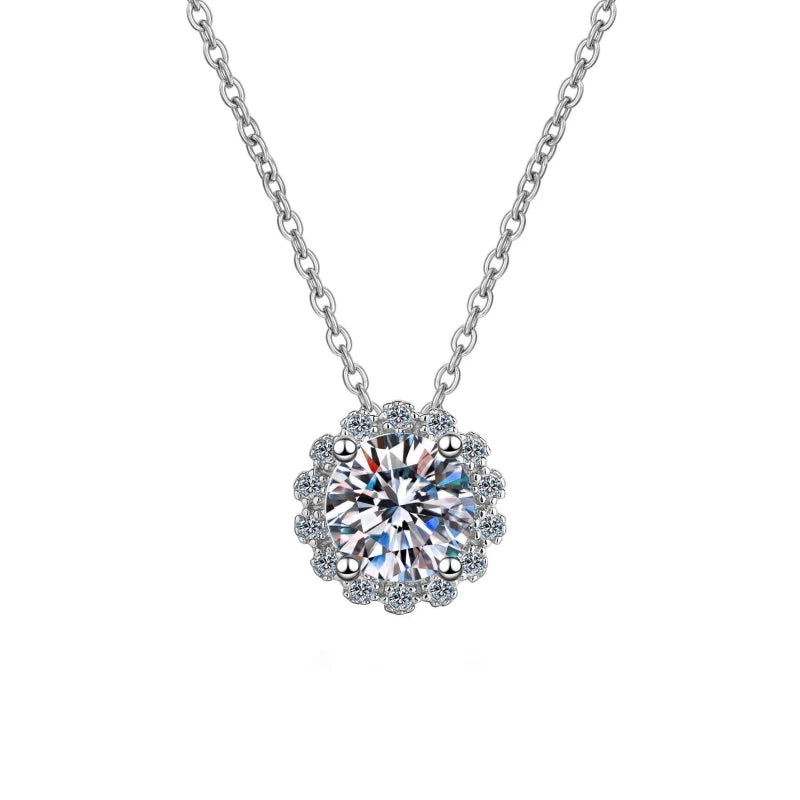 Women Wedding 18K White Gold Wife Valentine's Day Necklaces 1CT VVS D Color Moissanite Diamond PT950 Platinum Girl Birthday Gift