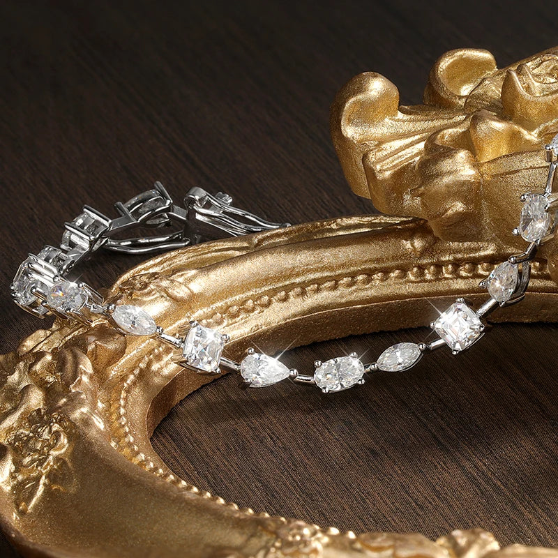 Moissanite Tennis Bracelets for Women Men D VVS1 Lab Grow Diamond s925 Sterling Silver Plated 18k 6.3 - 8.1ct