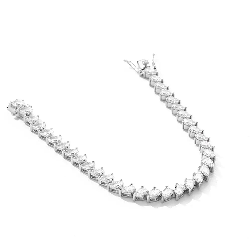 Tennis Bracelet 4x6mm Pear Moissanite s925 Sterling Silver Plated 18k White Gold with GRA Fine Bracelet for Women Man