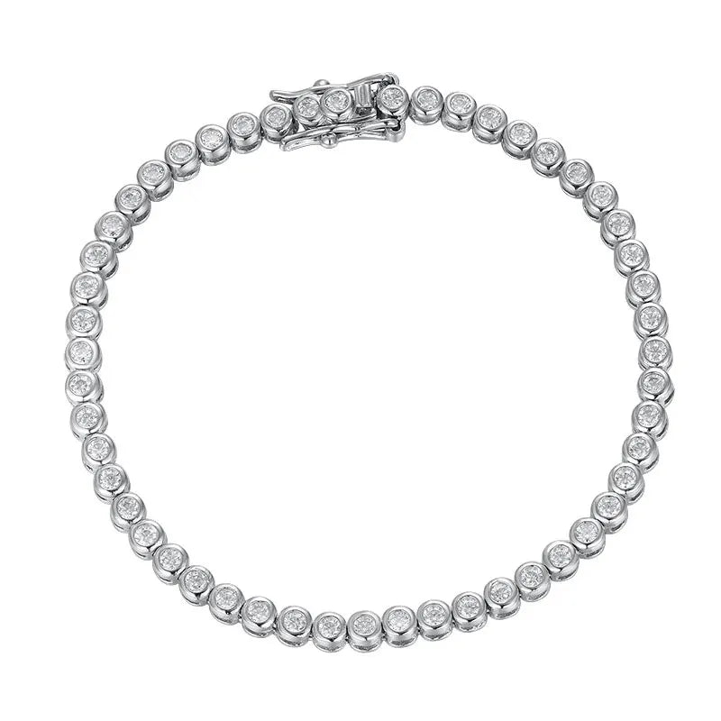 Moissanite 2mm Tennis Bracelet 925 Sterling Silver Plated White Gold Bracelet for Women Man Sparkling Party Jewelry