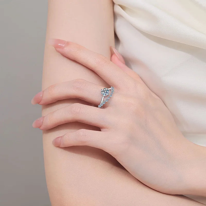 Lover Valentine's Day 18K White Gold Daughter Birthday Gift 1CT Moissanite Diamond Girl PT950 Platinum Women Wedding Party Rings