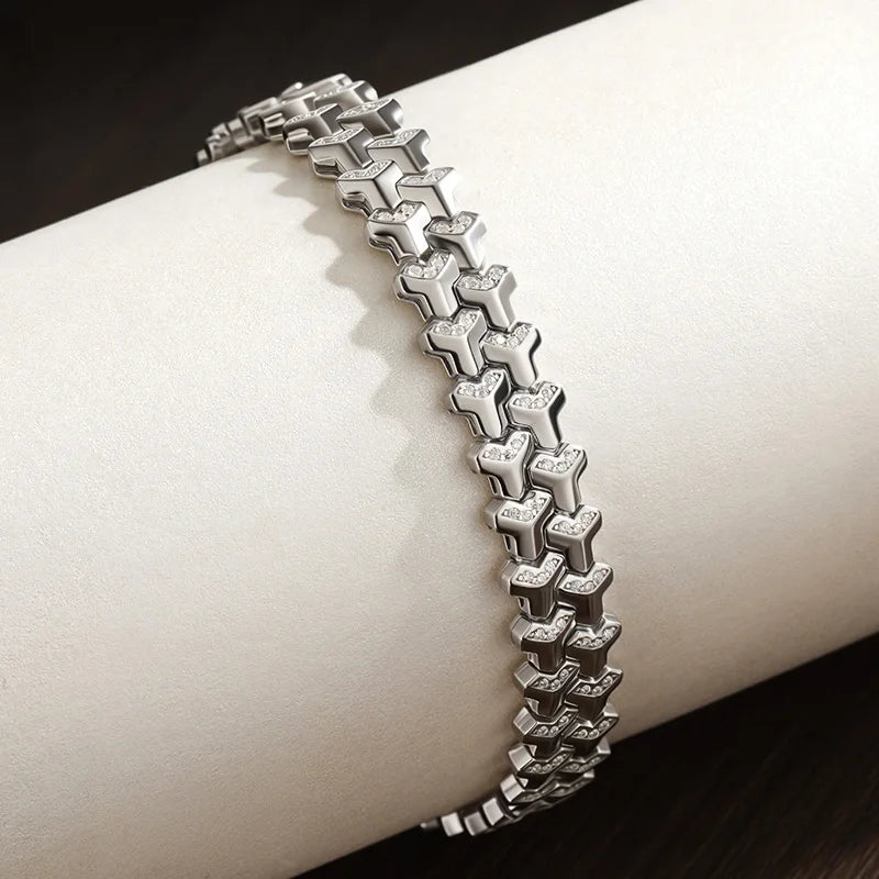 Moissanite Tennis Bracelet for Women Man Solid s925 Sterling Silver Plated 18k White Gold 8.5mm